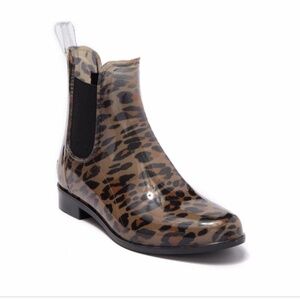 Aldo Acimovic Chelsea Waterproof Leopard Print Ankle Rain Boot Size 6